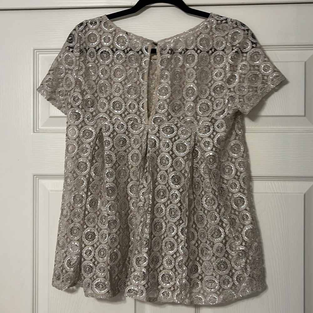 Anthropologie Lyra Lace Metallic Top - Picture 3 of 5